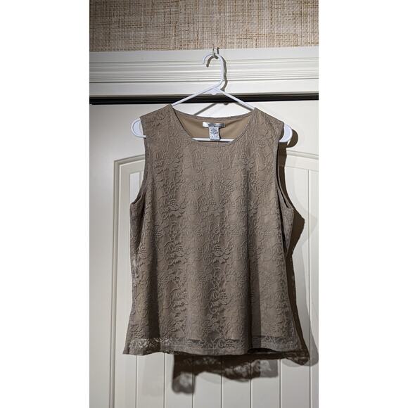 WD.NY Mushroom Lace Overlay Scoop Neck Sleeveless NWT Tank/Shell Sz XL - Picture 11 of 11